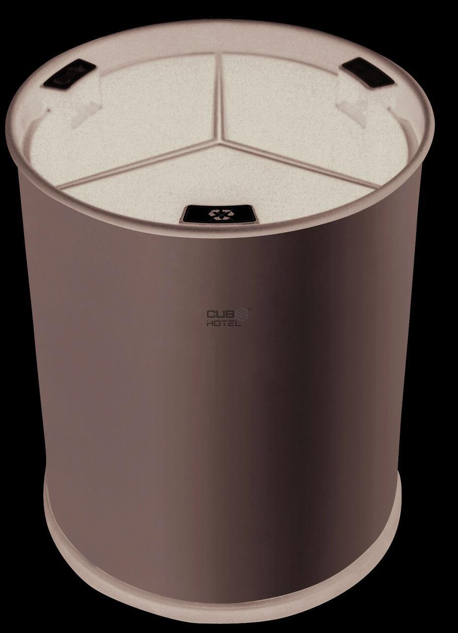 Papelera Triselectiva Inox Satinado Cubos Negros 3X3.3L